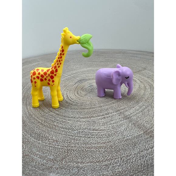 Polly Pocket Miniature Giraffe and Purple Elephant Figures Toy Cake Topper - Picture 2 of 3